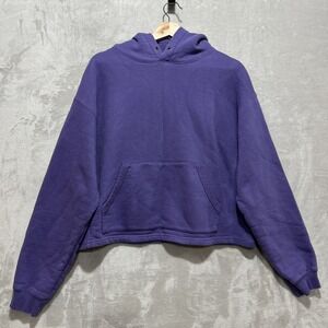 Yellow Label Co. Heavy Cropped Hoodie‎ Women's Size L Purple Long Sleeve Pocket